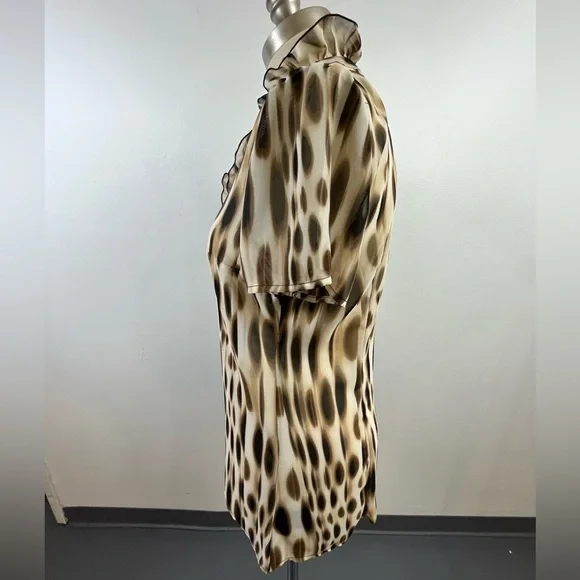 East 5th Semi-Sheer Spotted Print Ruffled High Collar Blouse, sz. MD - Picture 13 of 13